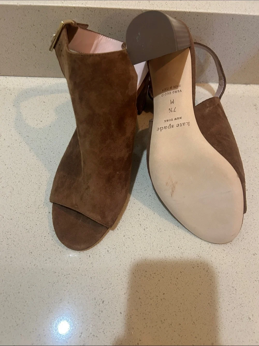 Kate spade  Women's Brown Suede Open-Toe Block Heel Sandals
